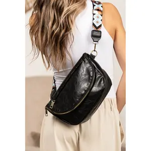 Callie Fold Over Leather Crossbody Sling Bag