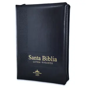 Bible in Spanish with Zipper 14 Point Giant Font Reina Valera 1960 Imitation Leather Black
