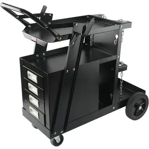 VEVOR Welding Cart, 2-Tier 4 Drawers with 265LBS Static Weight Capacity, 360 °   Swivel Wheels, Tank Storage Safety Chains, Heavy Duty Rolling MIG Welder Cart for Mig Welder and Plasma Cutter