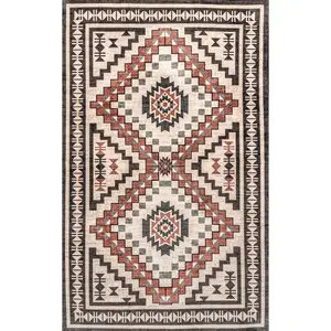 Leighton Machine Washable Southwestern Medallion Area Rug