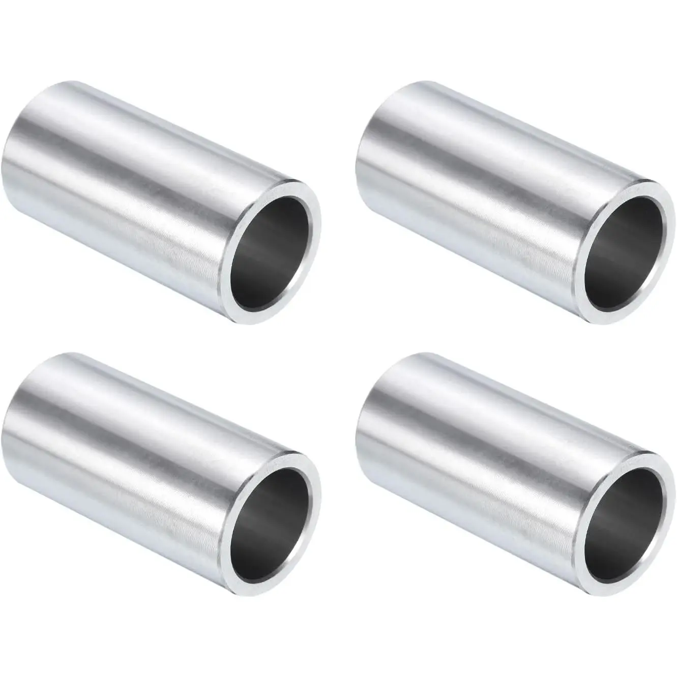 4 count Stainless Steel Spacer 3/4" Bore x 1" OD x 2" Length Screw Standoff Bushing Plain Finish Round Metal Spacer for 3/4 Screws  and Rods