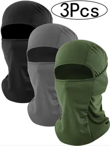 3Pcs-Winter Warm Motorcycle Helmet Cover, Cycling Ski Face Mask, Unisex Riding Gear, Sporty Style, All Seasons Use, Plain Pattern, Windproof Face Mask