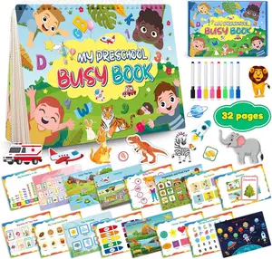 Montessori Preschool Learning Activities Busy Book - Workbook Activity Binder / Toys for Toddlers, Autism Learning Materials and Tracing Coloring Book for 2 3 4 Year Olds Boys Girls, Autism Sensory Toddler Education Toys