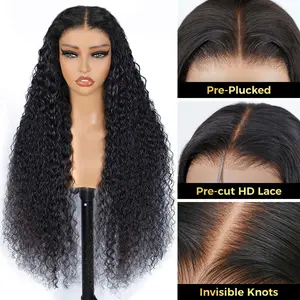 OQHAIR Water Wave Pre Bleached Knots Wear Go Glueless Wig Pre Cut 7x5 HD Lace Front Human Hair Wigs Wet And Wavy Hair #Summervibes
