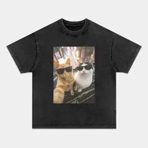 COOL CAT T-shirt, Unisex Vintage Crew Neck Regular Fit Cotton Fabric Casual Comfort Breathable Short Sleeve Funny T-shirts Fashion Men&Women's Top for Streetwear 122502