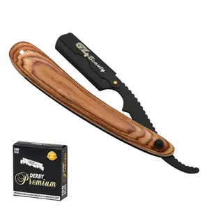 G4 Razor Barber Artificial Wood Handle Stainless Steel Folding Razor, Cut Throat