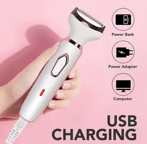 Women's Electric Shaver, Women's Bikini Trimmer 4-in-1 Body Hair Shaver Nose Hair Face Eyebrows Arms Legs Underarm Replaceable Ladies Facial Shavers Painless USB Charging Women's Gifts