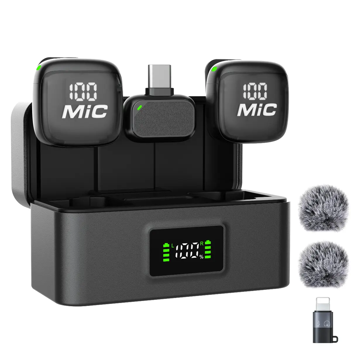 Magnetic Wireless Lavalier Microphone for iPhone, iPad & Android with Charging Case, 80H Battery Life, Plug & Play Clip-On Mic, AI Noise Cancellation, 328ft Range for ASMR, Podcast, Interview & Vlog