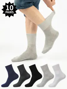 10 pairs of diabetic socks for men and women, comfortable high-stretch knit socks, breathable polyester spandex blend, ideal gift for seniors, loose fit with high elasticity, suitable for all seasons.