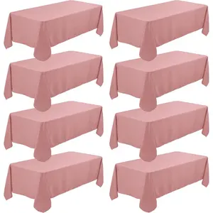 8 Pack Dusty Rose Tablecloth 60 x 102 Inch, Rectangle Table Clothes for 6 Foot Rectangle Tables Washable Table Covers for Wedding Party Reception Banquet Buffet Restaurant