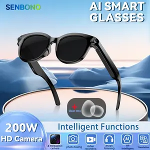 SNEBONO Smart Camera Glasses AI Smart Glasses Wireless Calling, Object Recognition, Real-time Translation, Music Playback, Type-C Fast Charging — Lightweight & Portable Headphone-Glasses