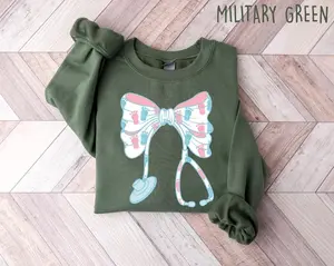 Labor and Delivery Nurse Bow Shirt, L&D Nurse Shirt, Coquette Nurse Shirt, Stethoscope Bow Shirt, Mother Baby Nurse Gift Tee