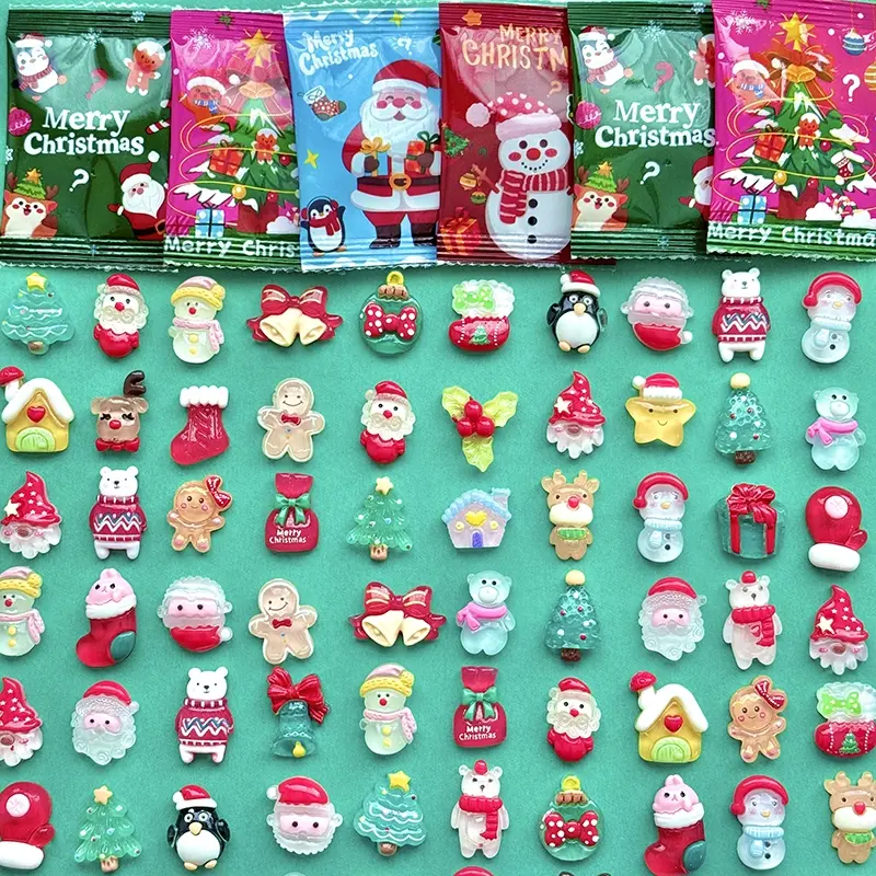20/30/50 Piece Glow-In-The-Dark Christmas Blind Bag Toys, Kids Reward Prizes, DIY Craft Resin Accessories, Cute Cartoon Decorations, Festive Decoration, Holiday Decor, Resin Ornament