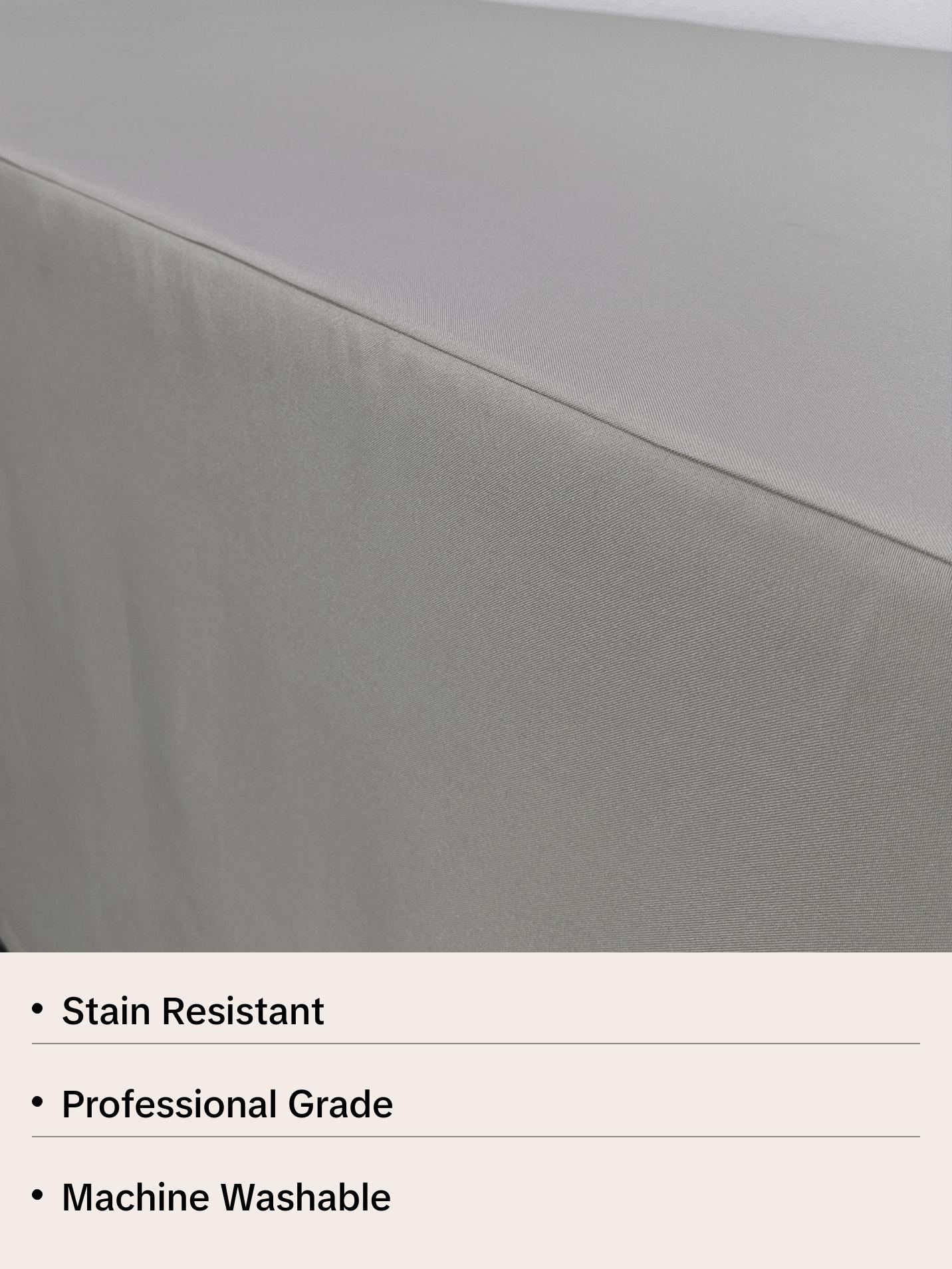 4 FT X 24 Inches Rectangular Fitted Polyester Tablecloth Gray