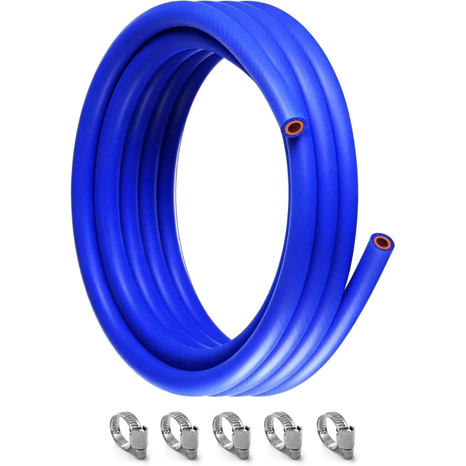 5FT ID 5/8" (16mm) Heater Hose Coolant Radiator Straight Temperature Reinforced Silicone Tubing Rupture Pressure 232 Psi With 5 Clamps 4MM Thick for Vehicle Cooling Systems(blue)