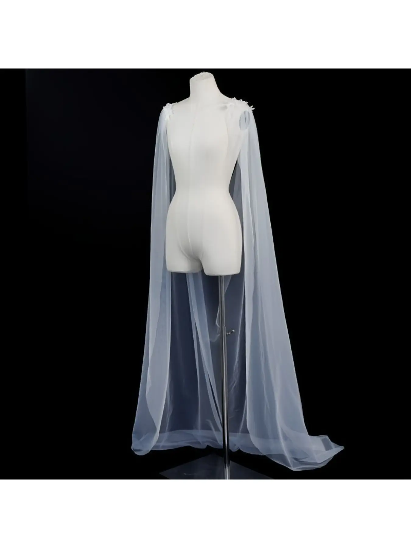 Super Fairy Bridal Tulle Cape, Long Flowing Wedding Cloak, Bridal Outerwear Shawl