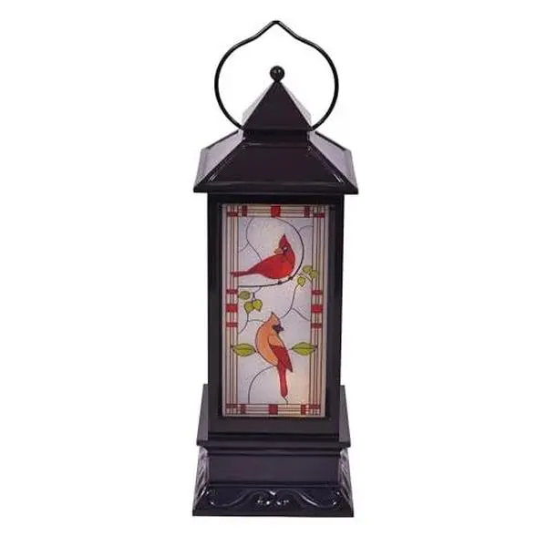 LED Cardinal Lantern 11-Inch Holiday Tabletop Light Battery Operated Christmas Decor