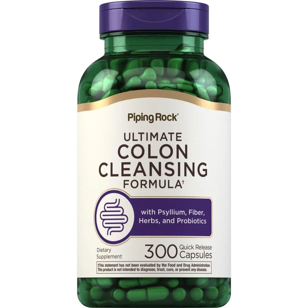 Piping Rock Colon Cleanse Pills | 300 Capsules | Herbal Detox Supplement | Super Formula for Men and Women | With Psyllium, Fiber, and Probiotics | Non-GMO, Gluten Free
