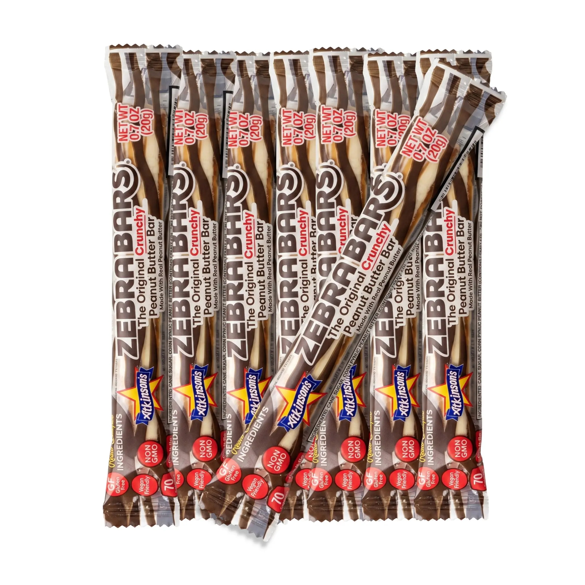 Zebra Bars Original Crunchy Peanut Butter Candy Bars 0.7 oz Sweet & Salty Nostalgic Candy Choose Pack Size