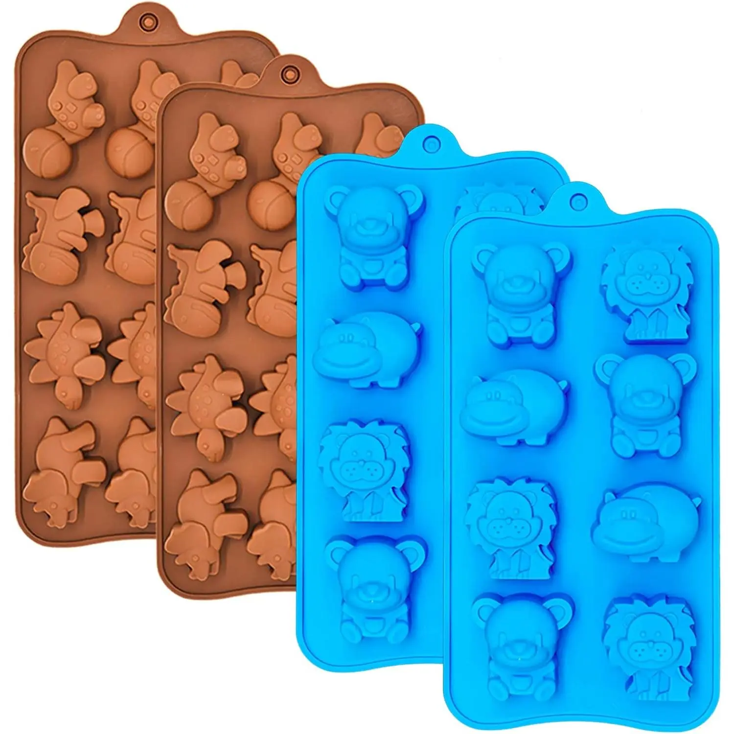 Candy Molds, Non-stick  Gummy Molds, Jello Mold,  Baking Mold - , Forest Theme with Different , including Dinosaurs, Bear, Lion and Hippo, Set of 4