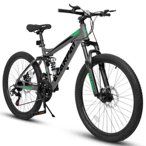 27.5 Inch Full Suspension Mountain Bike, Front and Rear Dual Shock Absorbers, Mechanical Disc Brakes, 21-Speed, Suitable for Men and Women, Ideal for Travel and Fitness Enthusiasts