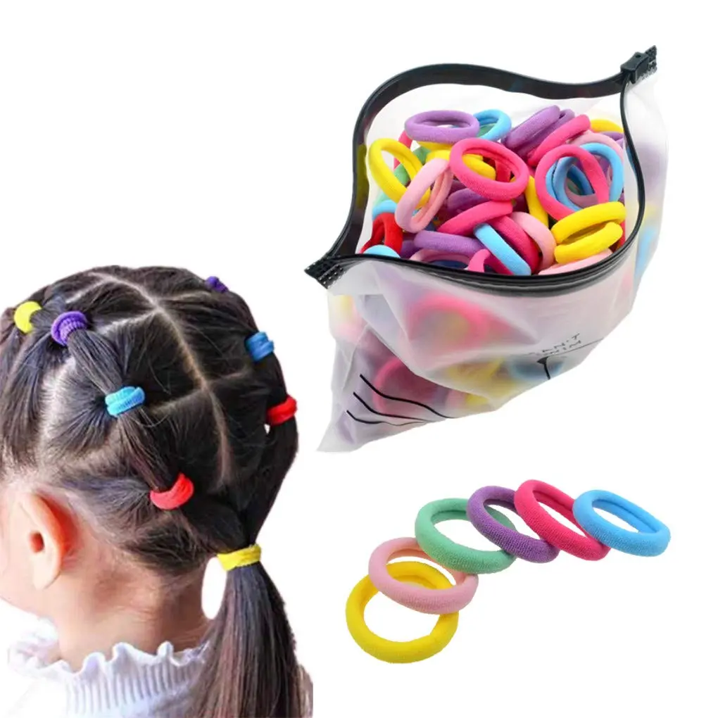 Mixed candy-colored elastic hair tie, suitable for girls, seamless ponytail hair tie