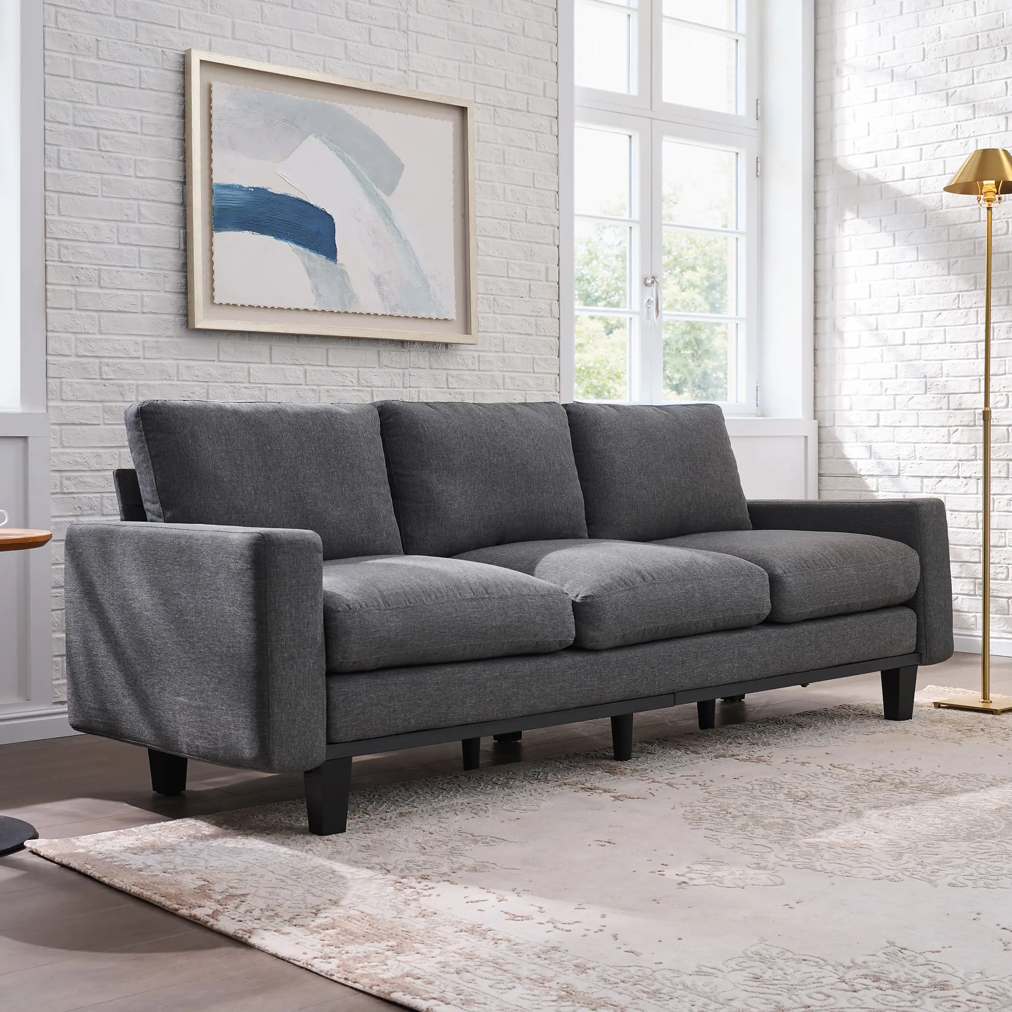 [TiktokShopStockUp] AMERLIFE 3 Seater Sofa with Deep Seat, Modern Fabric Couch for Living Room, Full Metal Support, Pet-Friendly Comfy Sofa, Standard Couch for Bedroom & Apartment