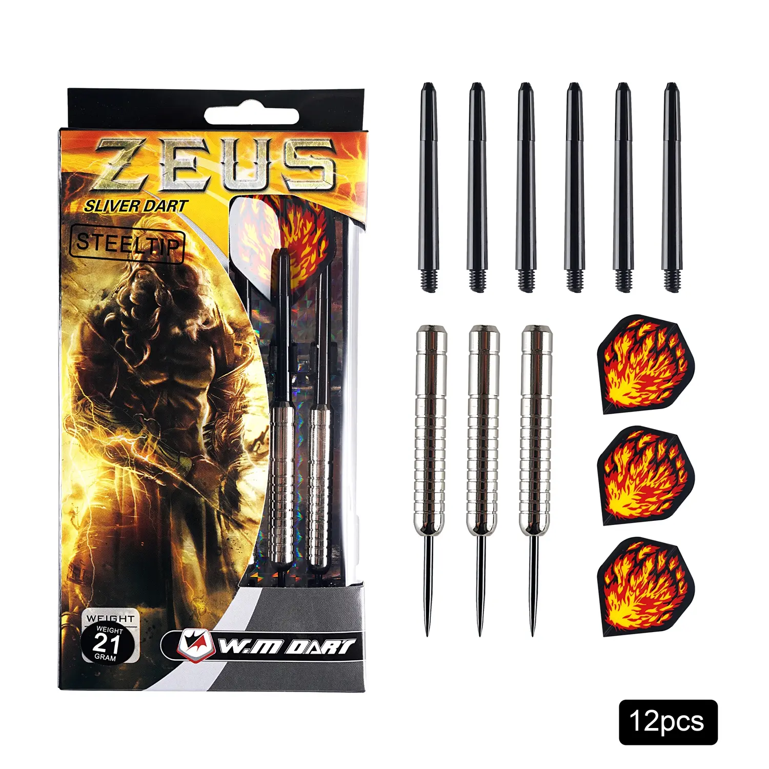 21g Professional Steel Dart Set, 3pcs Match-Level Steel Darts, Fits Fletched Boards, Includes Storage Box & Replacement Shafts, Darts Tips, Dart Pins, Darts Sets