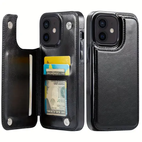 Phone Cases for iphone 18 Pro Max 18 Pro 17 Pro Max 16 15 14 13 12 Pro Max Plus Faux Leather Wallet Case with Card Holder, Double Magnetic Clasp, Durable Protective Flip Cellphone Case for iphone 18 Pro Max