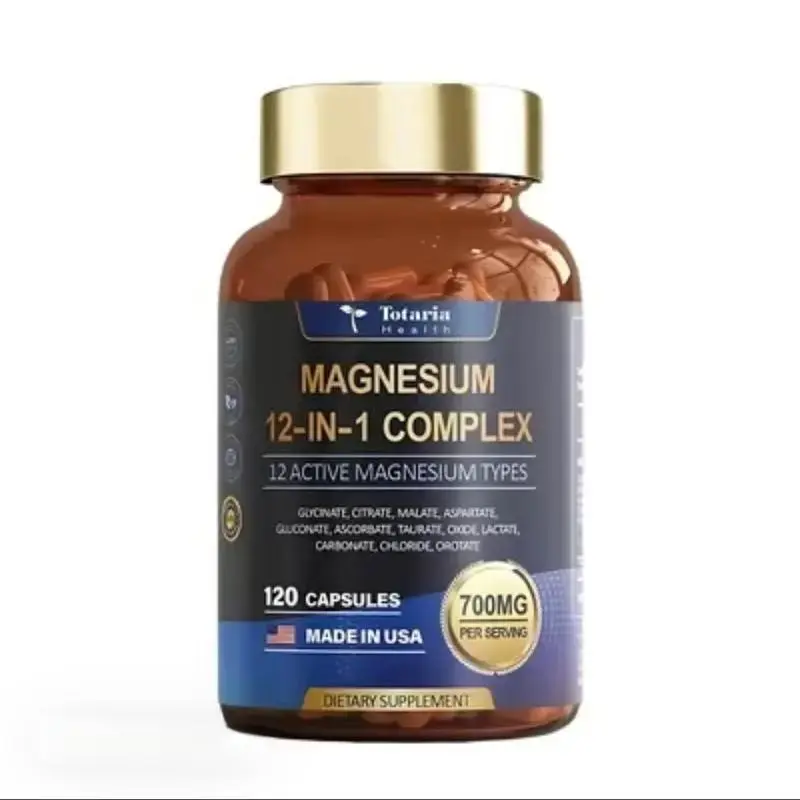 Totaria 12-in-1 700mg Magnesium Complex - Glycinate Citrate Malate Oxide Taurate Aspartate Orotate, Vegan Capsules for Muscle, Heart, and Relaxation Support