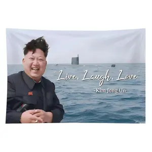 3x5ft Funny Kim Jong Un Flag with "Live Laugh Love" Quote, Home Decor Flag for Bedroom, Living Room Wall Tapestry, Flags summerwins