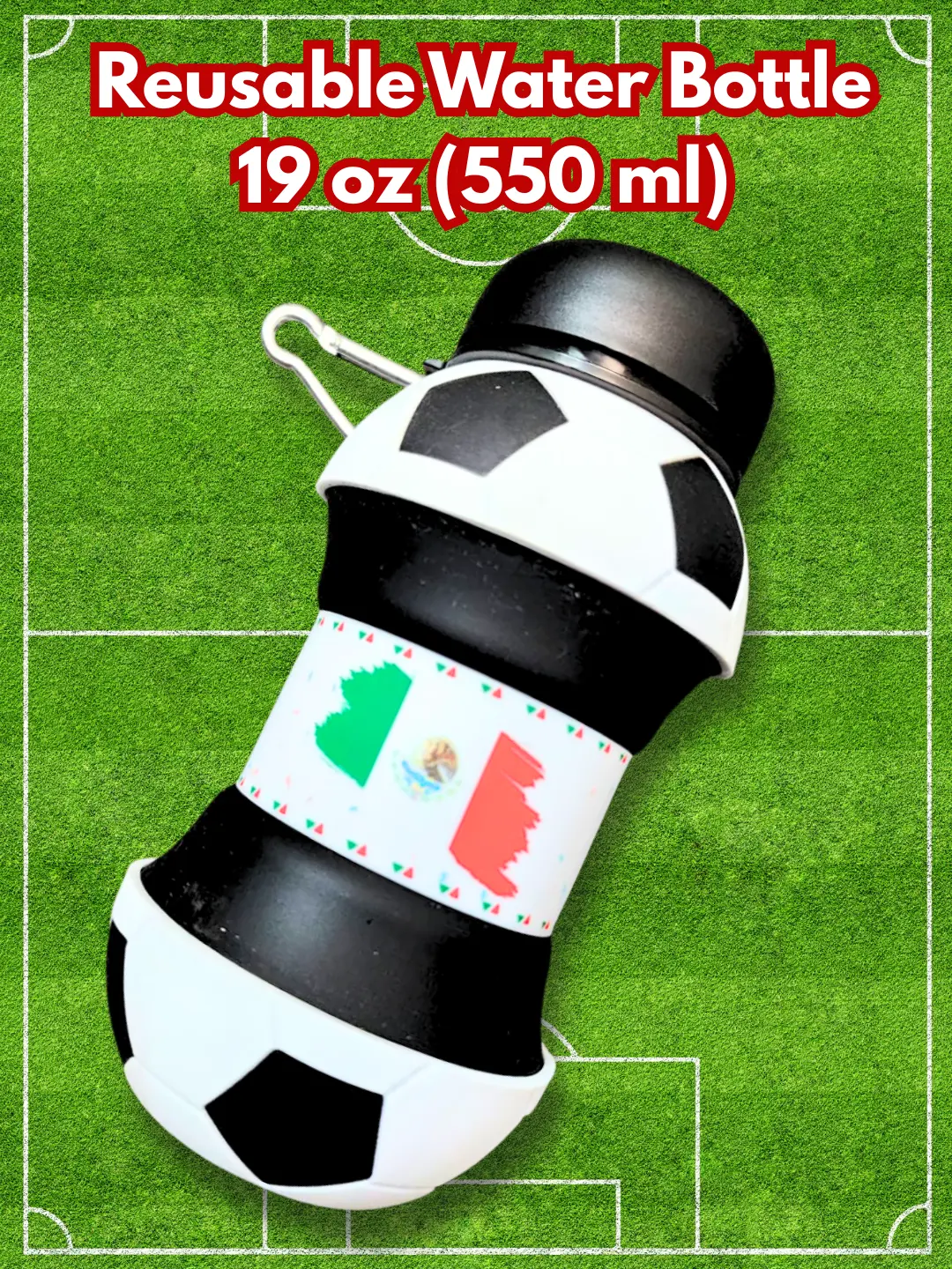 Viva Mexico Reusable Water Bottle 550 ml (19oz) Foldable, BPA Free, Hot and cold beverages