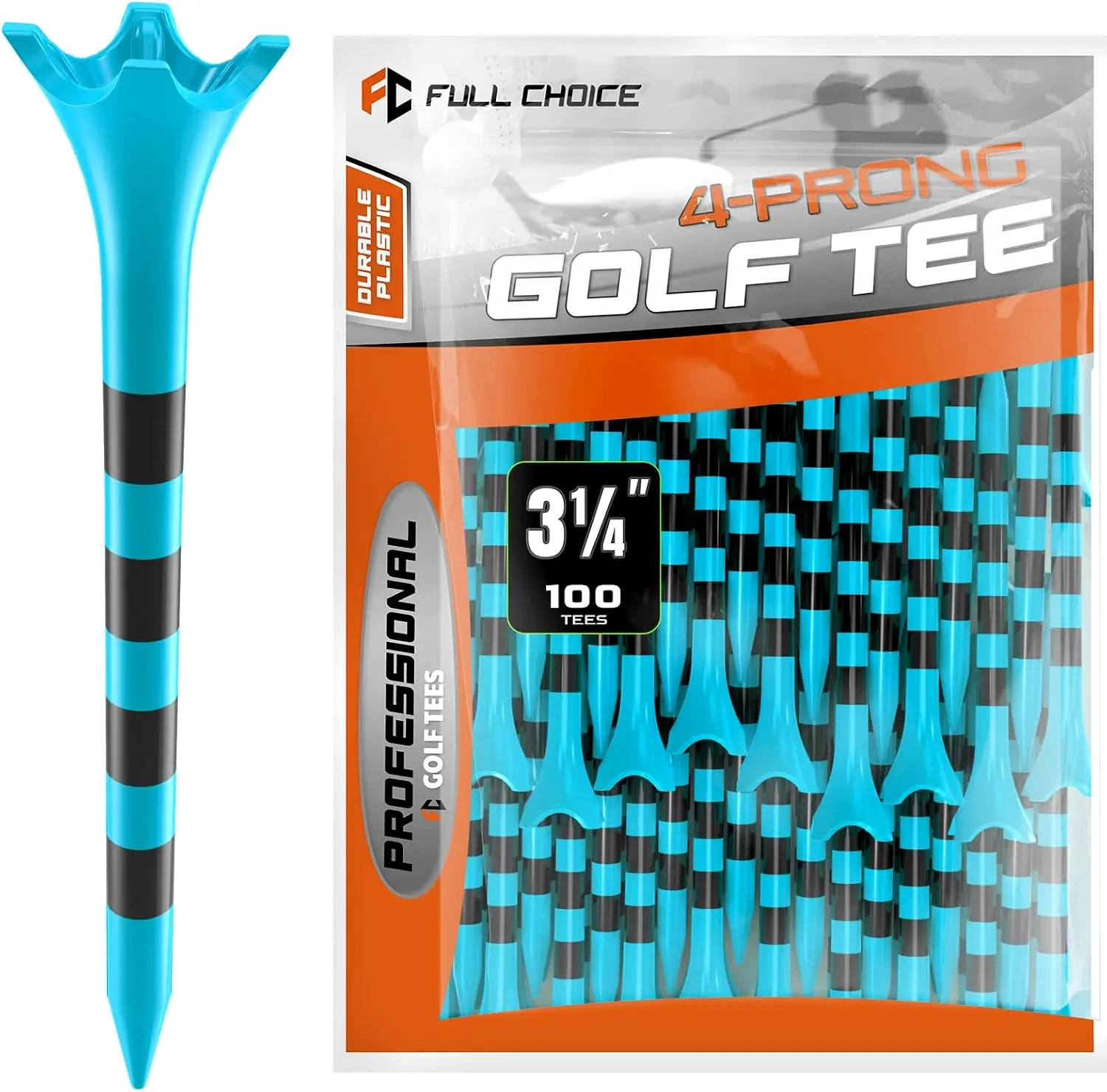 Professional Plastic Golf Tees Golf Accessories (50/60/100 Pack, 3-1/4" or 2-3/4"), Enhanced Durability, Stable Design, Low-Friction Engineering to Reduce Side Spin