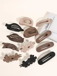 12PCS Matte Hair Claws Set,Solid Color Flat Claw Clips,Flower Hair Clip, Minimalist Hair Accessories for Women,Suitable for Thick Hair for Graduation, Summer beach & Outdoor
