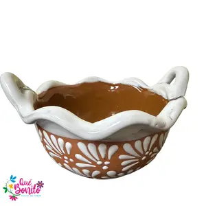 Bowl with Handle Handcrafted Mexican Style.