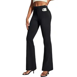 Womens Dress Pants Bootcut Business Casual Work Pants with Pockets Stretchy Slacks Pull On Trousers Office