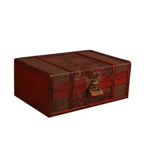 European vintage Wood box with Lock