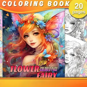 Adult Coloring Book with 20 Pages of Colorful Fairy Illustrations, Creative Coloring and Doodle Art Relaxation Notebook, Ideal for Friends Gatherings, Flower Coloring Pages, Stress Relief Activities