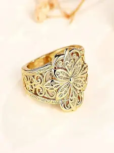Engagement-Worthy Hollow-Out Floral Ring - Vintage Engagement Ring Retro Engraved Band Romantic Gift Jewelry For Date & Formal Occasions