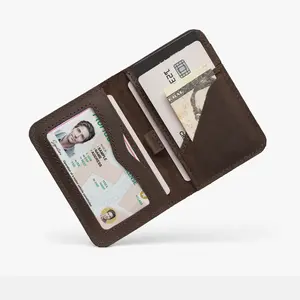 GiftByValentinas Personalized Slim Minimalist Front Pocket Men's Wallet - Custom Leather Minimalist Wallet - Leather Credit Card Case, Vintage Bifold Wallet, Lightweight, ID Window, Gift for Him - Add Your Letters for Personalization