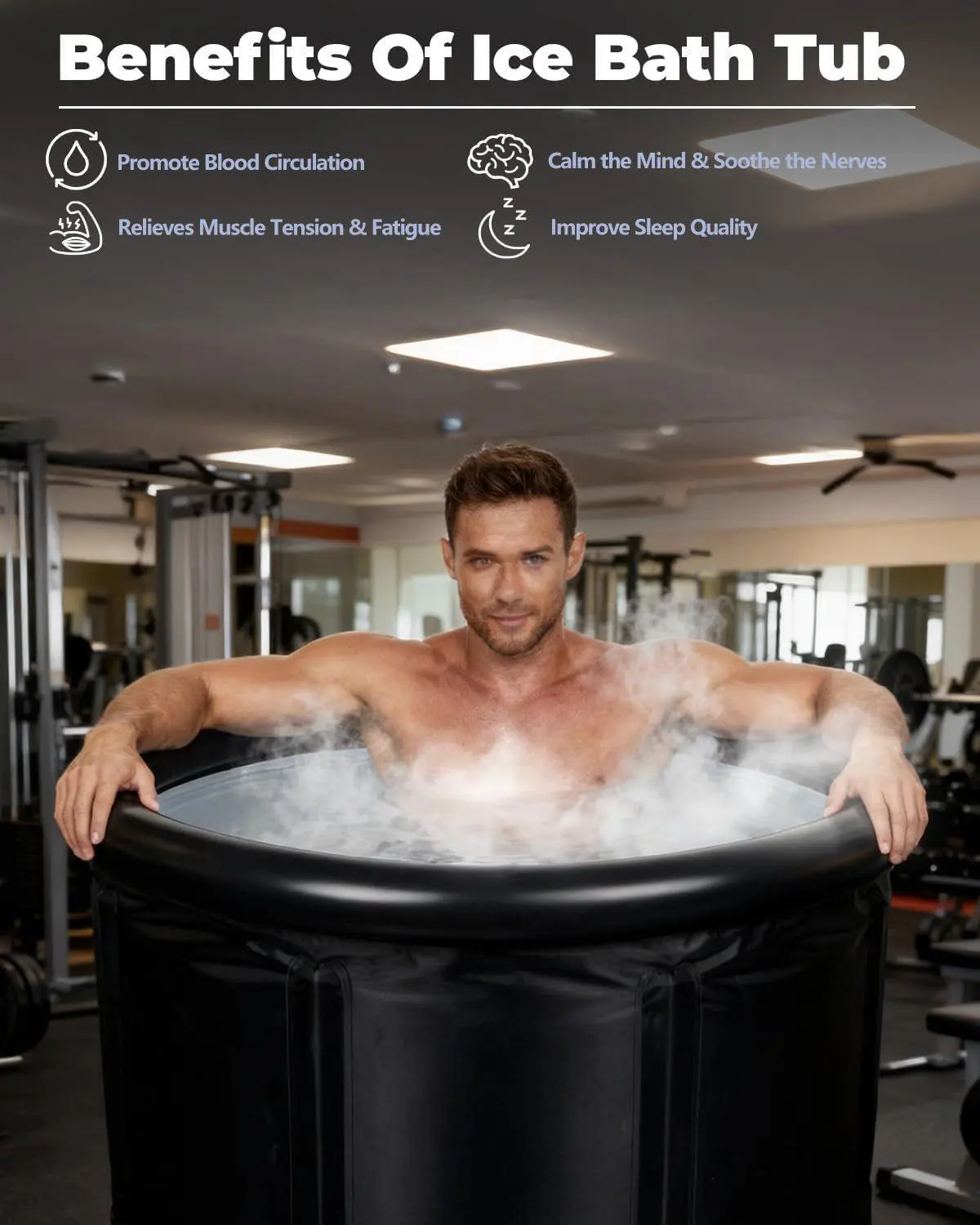 Foldable Ice Bath Tub for Athletes - Portable Insulated Cover Hot-Cold Dual-Use Water Therapy Tub, Indoor-Outdoor Recovery Solution with Air Pillow & Complete Accessories
