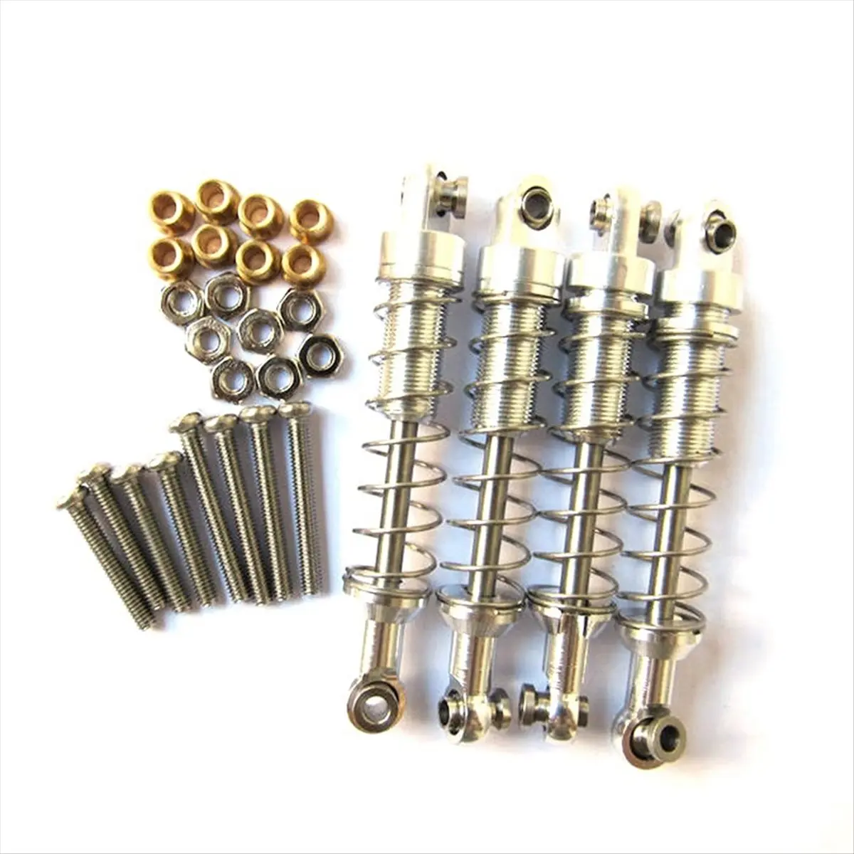 4Pcs Silver Aluminum Alloy Shock Absorber Dampers - Easy Installation, Wear-Resistant, Smooth Shock Absorption, Reasonable Design Mounting Accessories Set for WPL C14 C24, MN D90 D91 D99S RC Cars, 36G