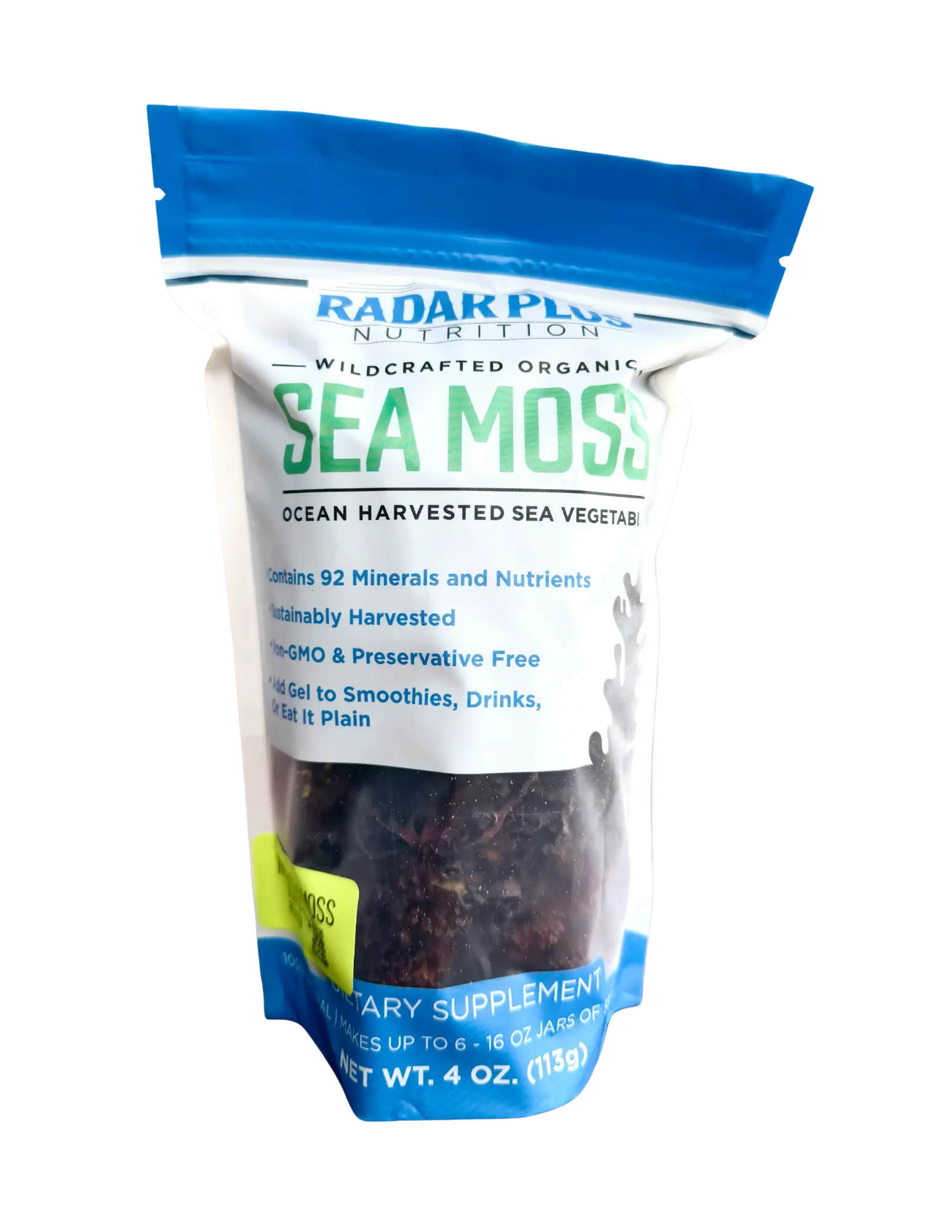 Irish Sea Moss for Optimum Health and Fitness - Chondrus Crispus Species - 4 oz Dry Sea Moss - Radar Plus Nutrition Edible Natural