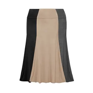 Foldover Waist Basic Maxi Skirts (3 Pack: Black, Charcoal, Mocha)