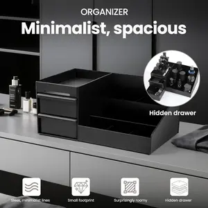 Men's Bathroom Countertop Organizer - Cologne/Perfume Stand & Tray - Toothbrush & Brush Holder - Multi-Purpose Bathroom Shelf - Ideal Organizer for Men's Grooming Essentials - Cosmetic Storage Box