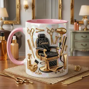 Hair Stylist Coffee Mug, Personalized Hairdresser Name Mug, Salon Beauty Coffee Cup – Custom Name Accent Mug, Hair Stylist Theme Ceramic Mug for Hairstylists & Barbers, Salon Appreciation Gift, Beauty Salon Aesthetic Coffee Mug