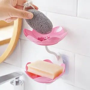 Double-Layer Lotus Flower Design, Removable & Wall-Mounted, Ideal for Bathrooms & Showers, Durable Soap Dish Storage Solution, Soap Dish Holder, Bathroom Accessories