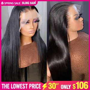 34 36inch Bling Hair 13x6 Lace Front Wig Human Hair Wigs Straight 13x4 HD Transparent Brazilian Hair Lace Frontal Wig For Women Pre Plucked With Baby Hair