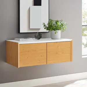 Modway Kinetic Wall-Mount Office Storage Cabinet in White Natural