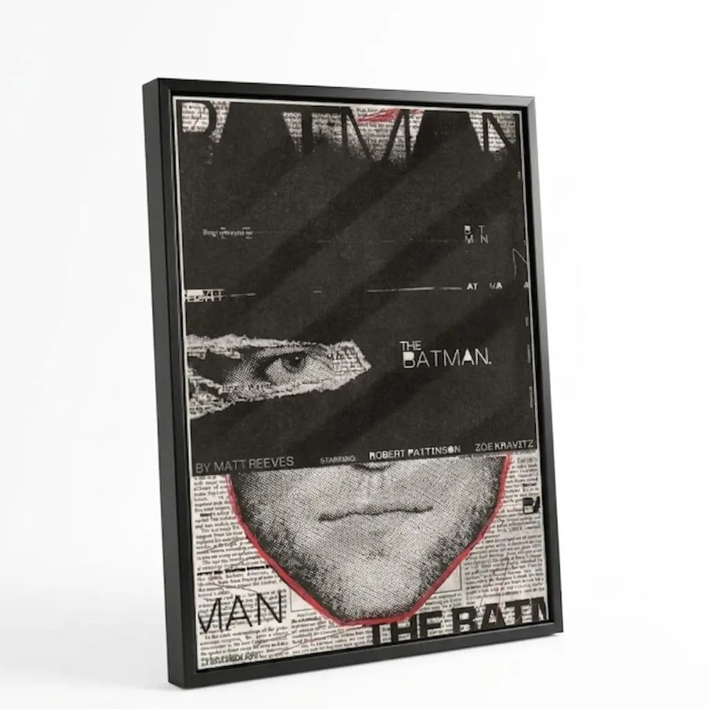Anime movie collage canvas wall decoration: "Fight Club" tear off rule poster and "Batman" newspaper silhouette poster, garbage rock retro movie aesthetic decoration suitable for men's cave dormitory bar